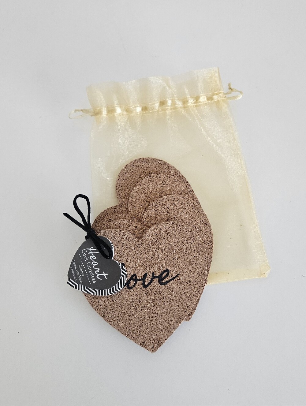NWT Kate Aspen Heart Cork Coasters Love For Kitchen Home Drinkware